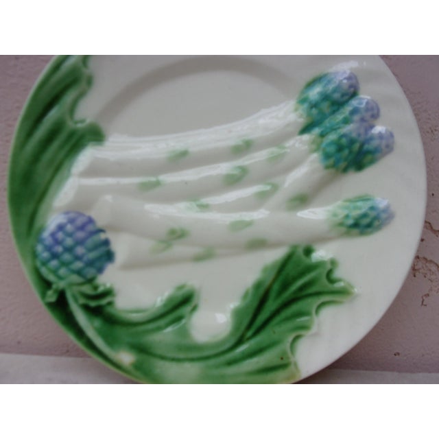 French Majolica Asparagus Plate Salins circa 1890.