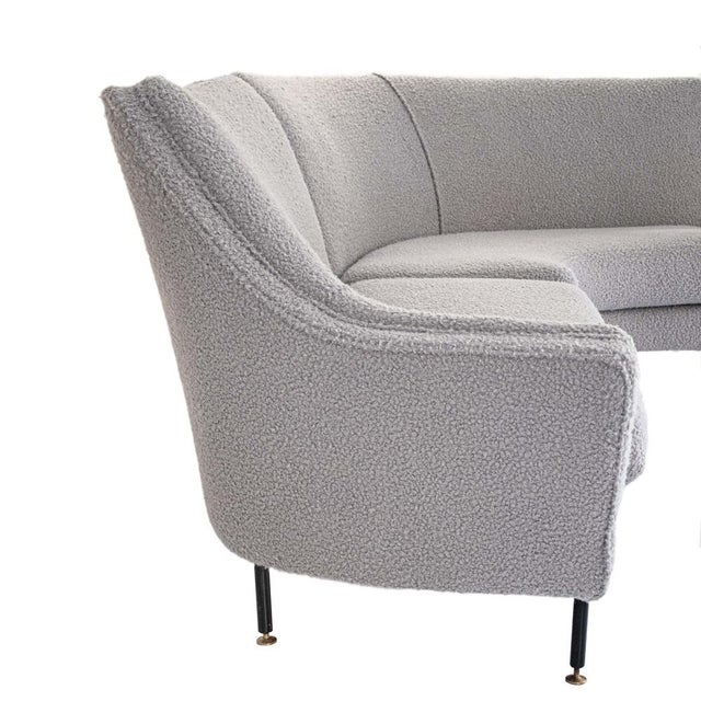Mid-Century Corner Sofa in Grey Bouclé, Italy, 1950s For Sale - Image 4 of 7