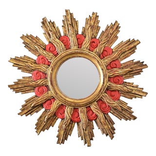 French 19th Century Gilt Starburst Mirror For Sale