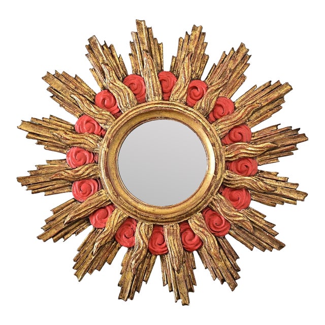 French 19th Century Gilt Sunburst Mirror For Sale