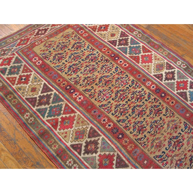 Antique Persian Kurdish rug, size: 4'0" x 9'4". Antique Kurdish Hallway Runner Wool Yellow Rug, Circa Date: 1880s. This...