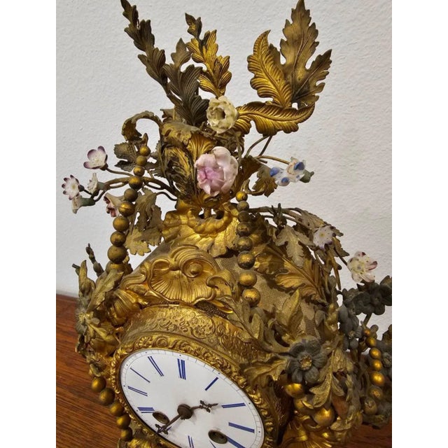 Antique French Louis XV Rocaille Style Mantle Clock For Sale In Dallas - Image 6 of 13