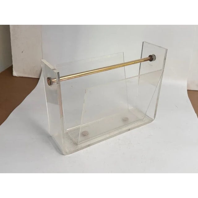 Vintage Thick Acrylic and Chrome Steel Magazine Rack, 1970s For Sale - Image 6 of 8