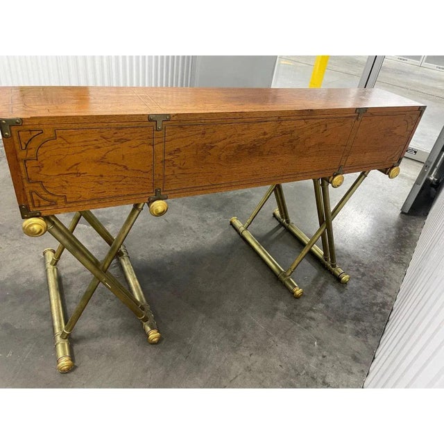 Brown Drexel Oxford Square Series Campaign Desk For Sale - Image 8 of 10