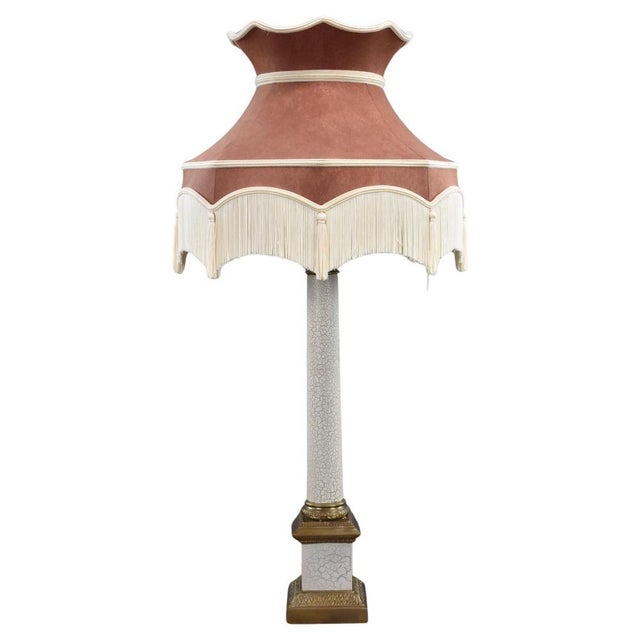 Tan Empire Style Single Table Lamp with Lamp Shade, 1980 For Sale - Image 8 of 8