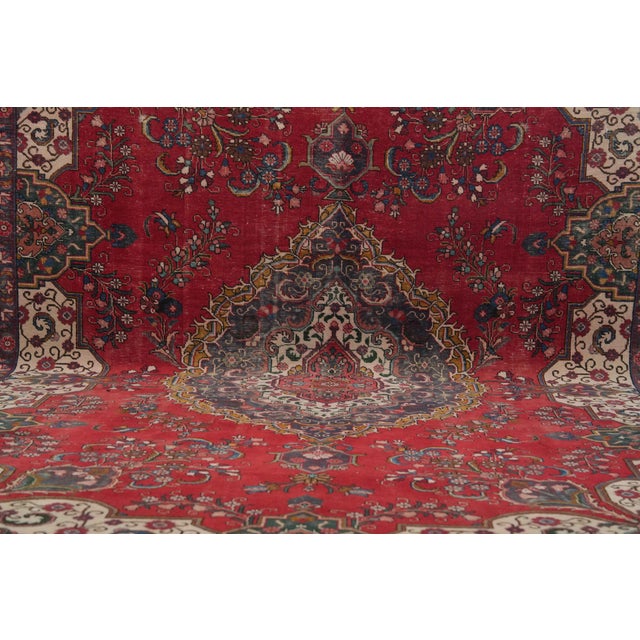 1970s Vintage Persian Handmade Wool 10x13 Red Area Rug For Sale In San Francisco - Image 6 of 11