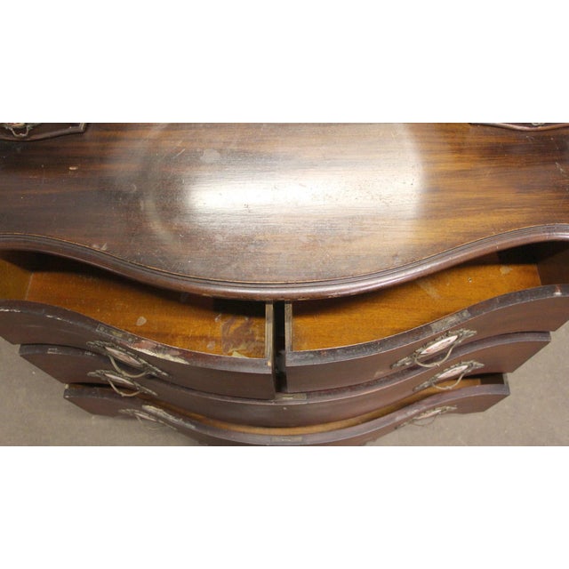 Wood Antique Queen Anne Mahogany Vanity Dresser For Sale - Image 7 of 14