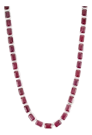 Antique Style 40.41ct Natural Ruby Line Necklace for Women in 925 Silver