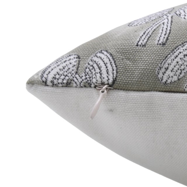 Art Deco Fabdivine Handmade Block Printed Cushion Cover 14x20 Inch Thick Cotton White-Mashroom For Sale - Image 3 of 4