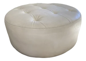 Vintage Mid-Century Round Tufted Poof Ottoman