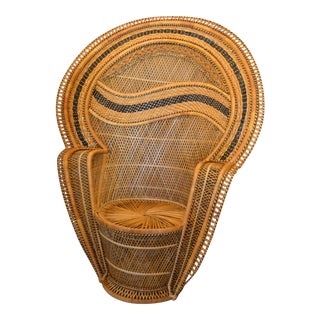 Vintage Handcrafted Wicker, Rattan & Reed Peacock Chair For Sale