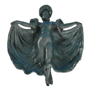 Antique Pemco Baltimore Art Nouveau Enameled Cast Iron Dancer Trinket Dish c.1910 For Sale