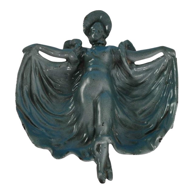 Antique Pemco Baltimore Art Nouveau Enameled Cast Iron Dancer Trinket Dish c.1910 For Sale