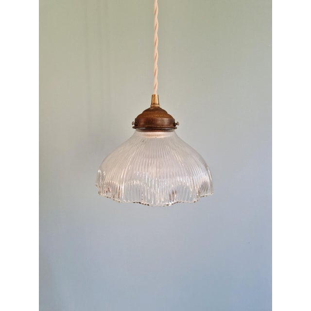 Holophane Pendant Light in Clear Grooved Glass, 1920s For Sale - Image 10 of 10