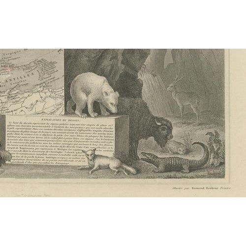 Paper Antique Map of North America with Texas Republic by Levasseur, 1845 For Sale - Image 7 of 11