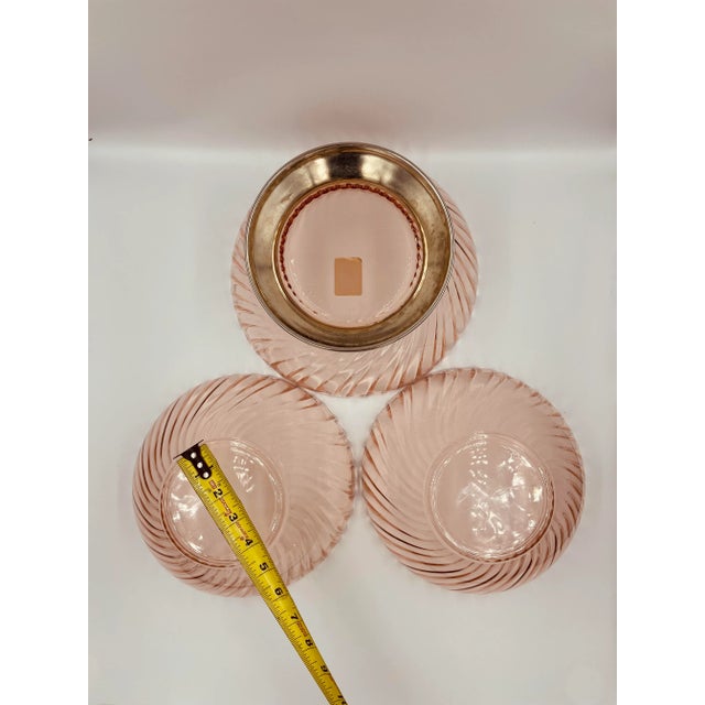 Vintage French Pink Glass Bowls- Set of 3 For Sale - Image 11 of 13