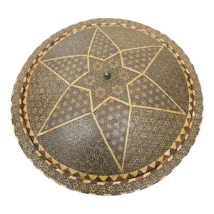 Vintage Moroccan Bone and Wood Intricate Inlaid Round Box