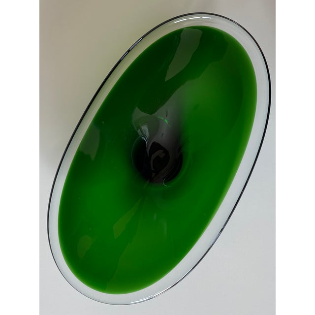 Mid-Century Modern Early 1950s Oval Green Glass Sommerso Console Bowl Attributed to Erickson Glass For Sale - Image 3 of 11