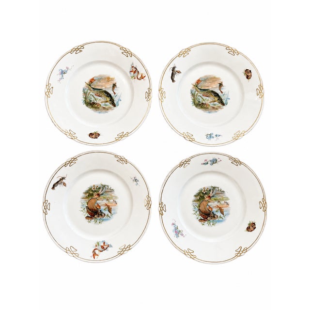 Antique Porcelain Fish Plates With Gold Detail, Set of 4, Circa 1890–1900 For Sale - Image 17 of 17