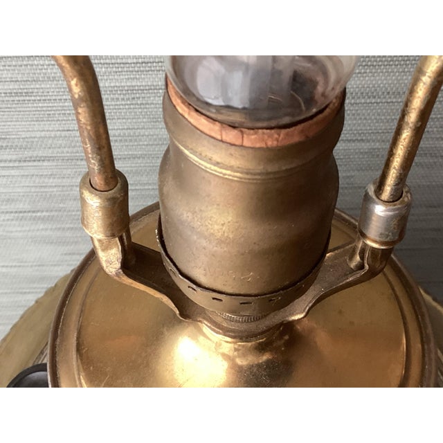 Antique Large Middle Eastern Brass Samovar Lamp, Marked, Functional For Sale - Image 9 of 12