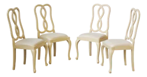 Cream Lacquered Beech Dining Chairs with Upholstered Seats by Mario Sabot, Italy, Set of 4