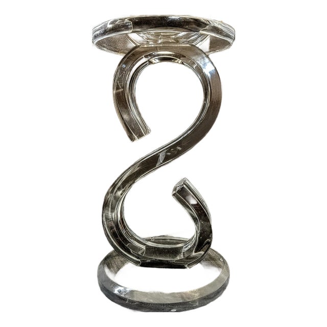 1980s Shlomi Haziza Signed Acrylic 'S' Pedestal Side Table For Sale