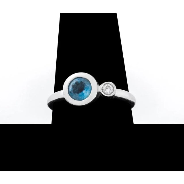 18k White Gold Aquamarine Diamond Ring For Sale In New York - Image 6 of 8