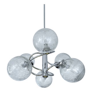 Vintage Sputnik Chandelier in Glass and Chrome, 1970s For Sale