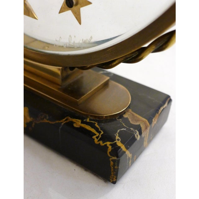 Black Starry Table Clock in Marble, Brass and Glass by Bayard and Lalique, 1950s For Sale - Image 8 of 14