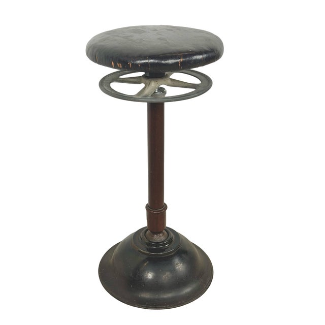 Industrial 1930s Ritter Model C Adjustable Dental Operating Stool With Footrest For Sale - Image 3 of 18