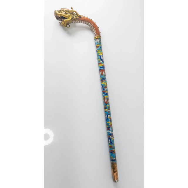 18th Century Chinese Cloisonne Enamel Gilt Bronze Dragon Cane Scepter For Sale - Image 13 of 13