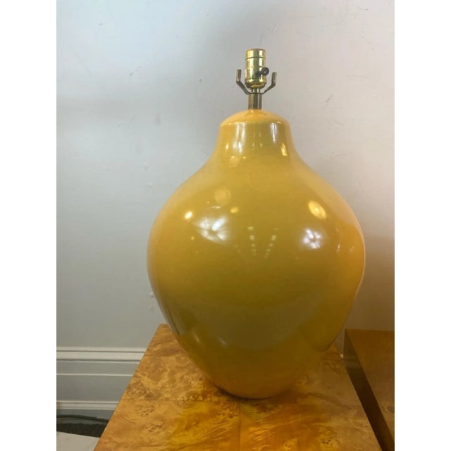 1970s Organic Modern Yellow Ceramic Lamps - a Pair For Sale In Philadelphia - Image 6 of 7