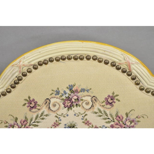 Cream Vintage French Louis XV Style Cream & Pink Painted Boudoir Slipper Chair - Pair For Sale - Image 8 of 14