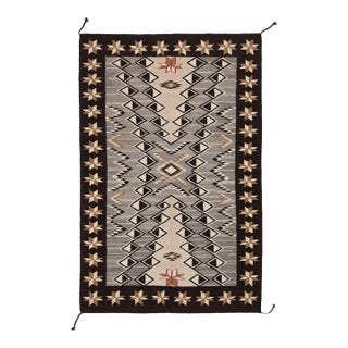 Contemporary Hand-Knotted Navajo Style Wool Rug With Geometric Star Border For Sale