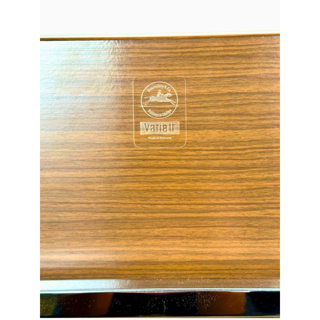 Variett Side Table with Chrome Base and Wood Grain Top from Bremshey & Co., Germany, 1970s For Sale - Image 6 of 7