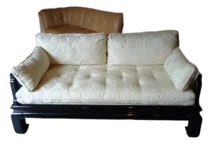 Late 20th Century Japanese Black Lacquered Chinoiserie Love Seat