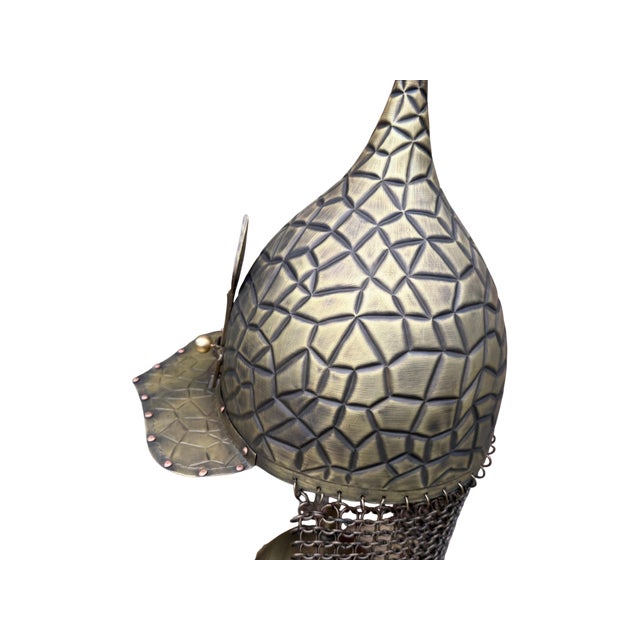 Geometric Engraved Helm With Chainmail For Sale - Image 11 of 13