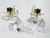 Glass Pair of Mid-Century Schneider Crystal & Brass Candlestick Holders, France For Sale - Image 7 of 15