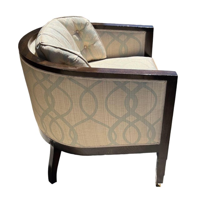 Art Deco Late 20th Century Pair of Art Deco Style Tub Chairs With Loose Cushions For Sale - Image 3 of 17