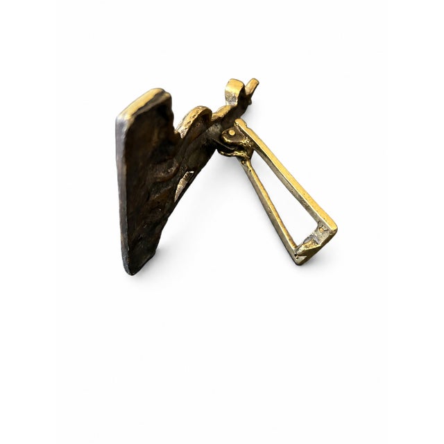 Vintage Brass Alsatian Wolf Dog Door Knocker | German Shepherd Architectural Hardware For Sale - Image 4 of 5