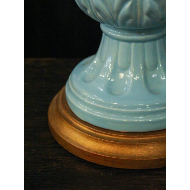 1970s Lamp in Light Blue with Leaves and Textures from Manises, 1970s For Sale - Image 5 of 8