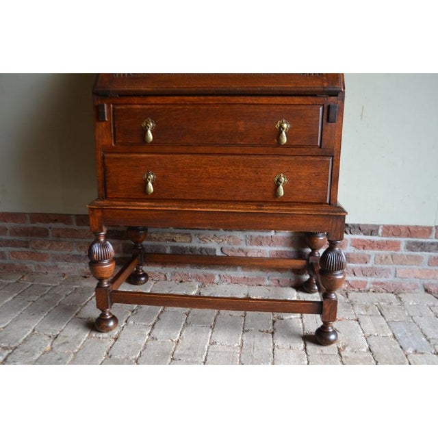 Antique Oak Ladies Secretaire For Sale - Image 4 of 13
