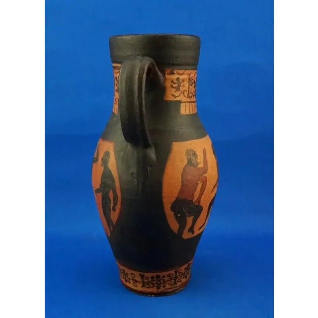 Ceramic Large Greco-Roman Style Hand-Decorated Ceramic Terracotta 2-Handled Amphora Vase, 1975 For Sale - Image 7 of 18