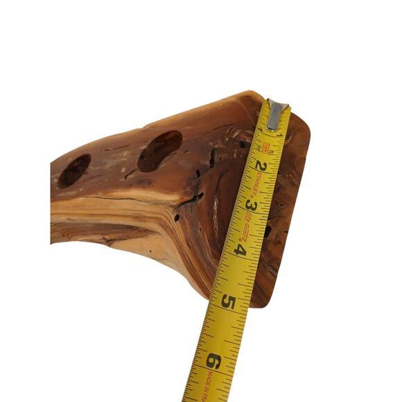 Olive Tree Wood Candle Holder 14" Tabletop Carved Rustic Natural Distressed For Sale - Image 9 of 14