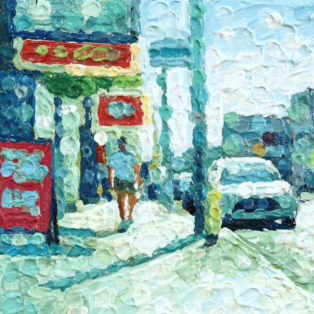 2020s Trust the Unfolding - Original Urban Still Life Pointillist Acrylic Painting For Sale - Image 5 of 9