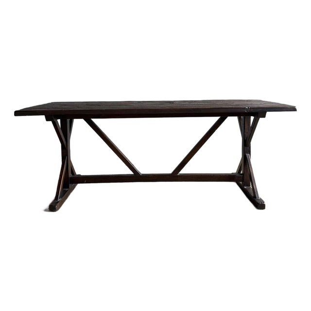 Reclaimed Wood Dining Table in Dark Walnut Stain For Sale