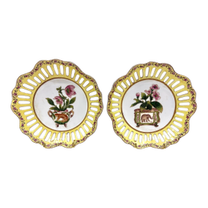 Vintage Decorative Asian Jaguar and Elephant Plates/Bowls - A Pair