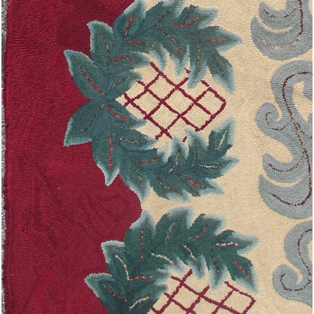 Large Antique Fine American Hooked Rug With French Floral Design in Ruby Red For Sale - Image 4 of 7