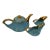Vintage Tea Set Blue Turquoise and Gold 22k - Set of 3 For Sale