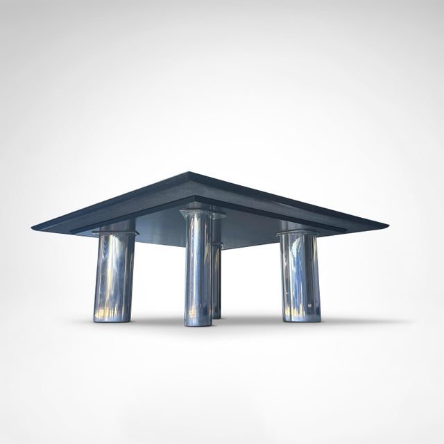 Black Postmodern Star Galaxy Granite and Brushed Metal Coffee Table by Draenert, Germany, 1980s For Sale - Image 8 of 8